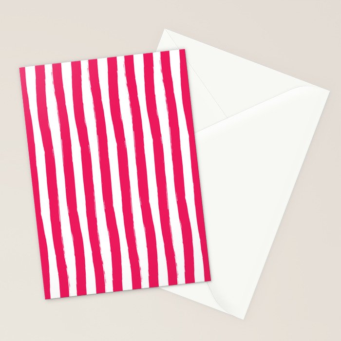 Red and White Cabana Stripes Palm Beach Preppy Stationery Card Gallery Image 2