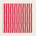 Red and White Cabana Stripes Palm Beach Preppy Wood Wall Art Gallery Image 1