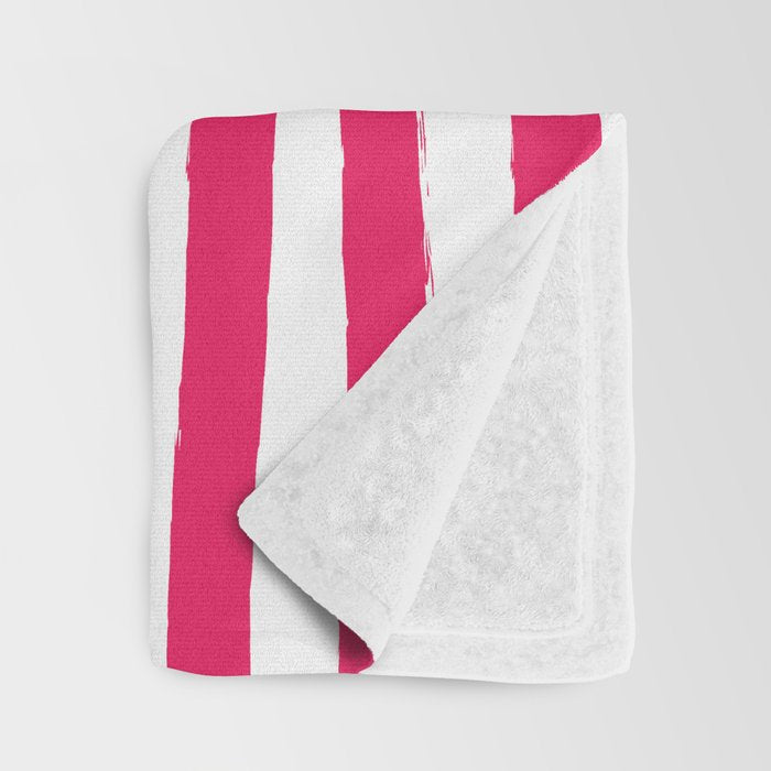 Red and White Cabana Stripes Palm Beach Preppy Throw Blanket Gallery Image 3