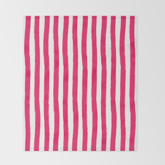 Red and White Cabana Stripes Palm Beach Preppy Throw Blanket Gallery Image 2