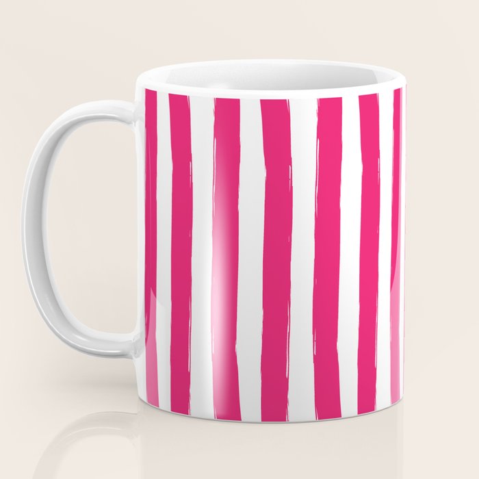 Red and White Cabana Stripes Palm Beach Preppy Coffee Mug Gallery Image 3