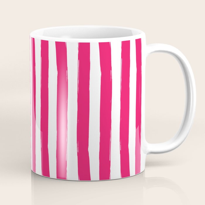 Red and White Cabana Stripes Palm Beach Preppy Coffee Mug Gallery Image 1