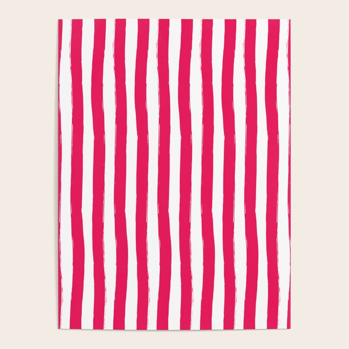 Red and White Cabana Stripes Palm Beach Preppy Poster Gallery Image 4