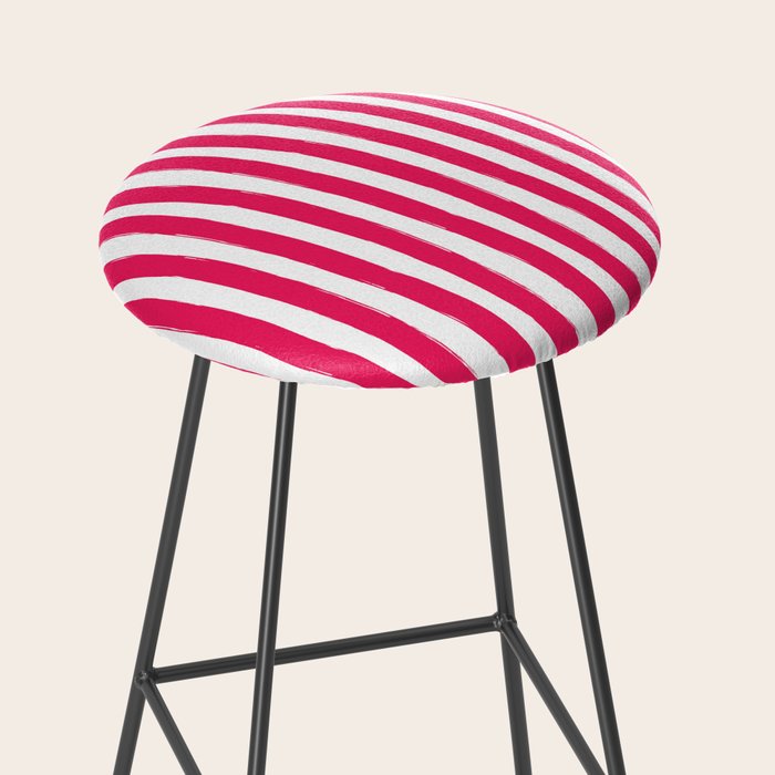 Red and White Cabana Stripes Palm Beach Preppy Stool Gallery Image 2