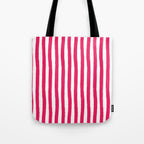 Red and White Cabana Stripes Palm Beach Preppy Tote Bag Gallery Image 1