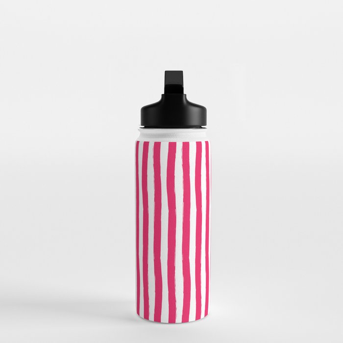 Red and White Cabana Stripes Palm Beach Preppy Water Bottle Gallery Image 3