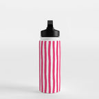Red and White Cabana Stripes Palm Beach Preppy Water Bottle Gallery Image 3