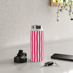 Red and White Cabana Stripes Palm Beach Preppy Water Bottle Gallery Image 4