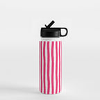 Red and White Cabana Stripes Palm Beach Preppy Water Bottle Gallery Image 1