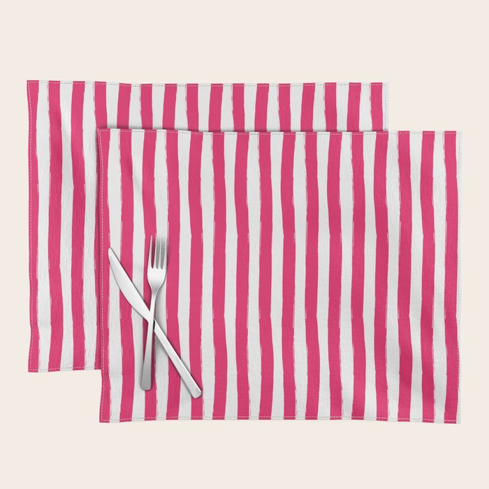Red and White Cabana Stripes Palm Beach Preppy Placemat Gallery Image 1