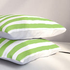Green and White Cabana Stripes Palm Beach Preppy Pillow Sham Gallery Image 3