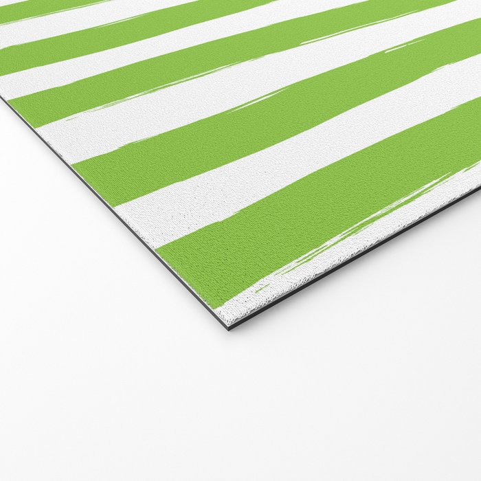 Green and White Cabana Stripes Palm Beach Preppy Welcome Mat Gallery Image 2