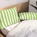 Green and White Cabana Stripes Palm Beach Preppy Pillow Sham Gallery Image 2