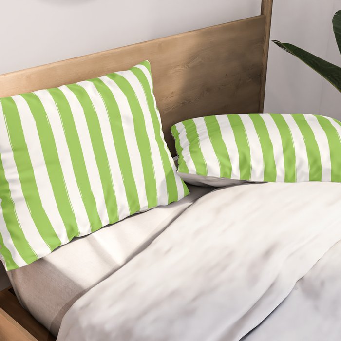 Green and White Cabana Stripes Palm Beach Preppy Pillow Sham Gallery Image 2