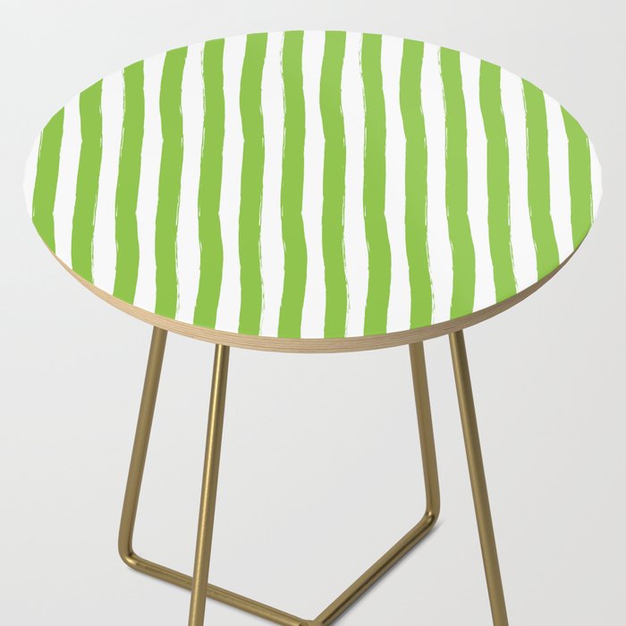 Green and White Cabana Stripes Palm Beach Preppy Side Table Gallery Image 2