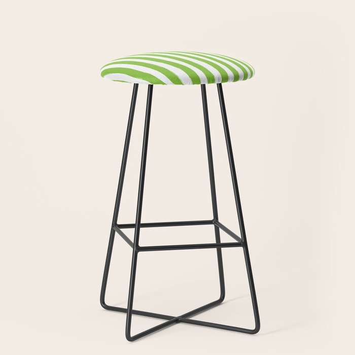 Green and White Cabana Stripes Palm Beach Preppy Stool Gallery Image 1
