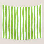 Green and White Cabana Stripes Palm Beach Preppy Wall Tapestry Gallery Image 4