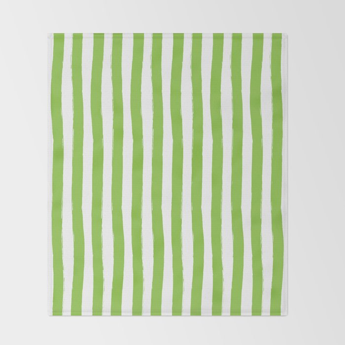 Green and White Cabana Stripes Palm Beach Preppy Throw Blanket Gallery Image 2