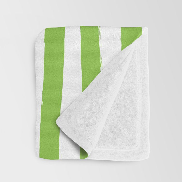 Green and White Cabana Stripes Palm Beach Preppy Throw Blanket Gallery Image 3