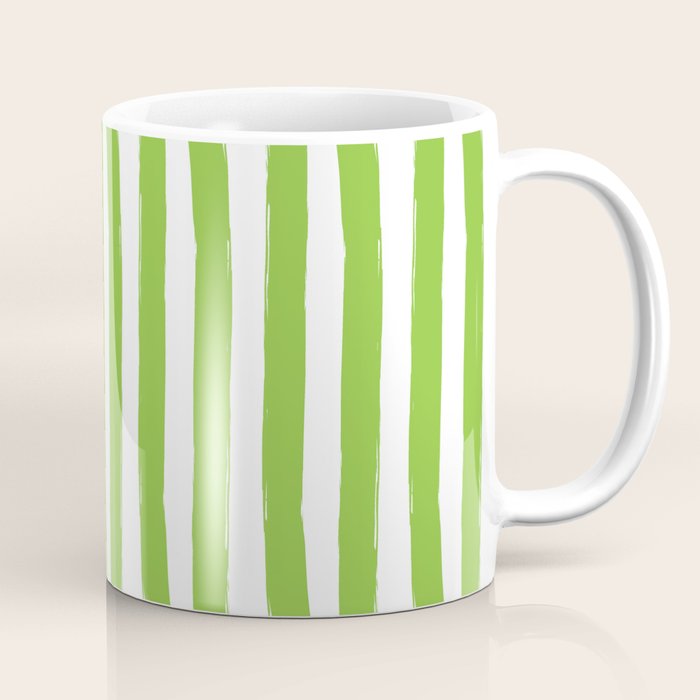 Green and White Cabana Stripes Palm Beach Preppy Coffee Mug