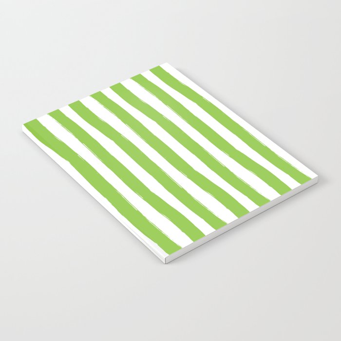 Green and White Cabana Stripes Palm Beach Preppy Notebook Gallery Image 2
