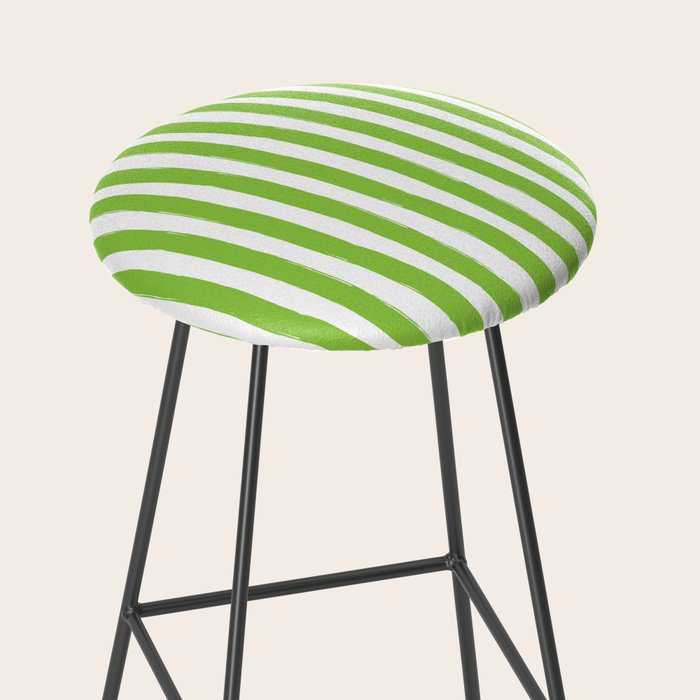 Green and White Cabana Stripes Palm Beach Preppy Stool Gallery Image 2