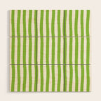 Green and White Cabana Stripes Palm Beach Preppy Wood Wall Art Gallery Image 1