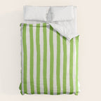 Green and White Cabana Stripes Palm Beach Preppy Duvet Cover Gallery Image 6