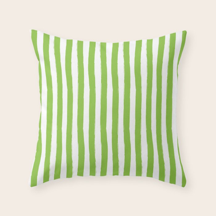 Green and White Cabana Stripes Palm Beach Preppy Throw Pillow Gallery Image 6