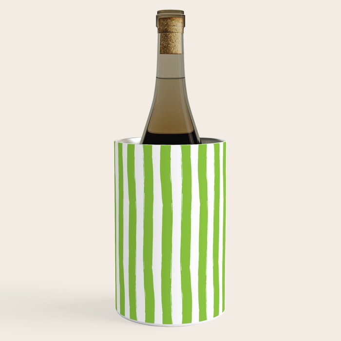 Green and White Cabana Stripes Palm Beach Preppy Wine Chiller Gallery Image 3