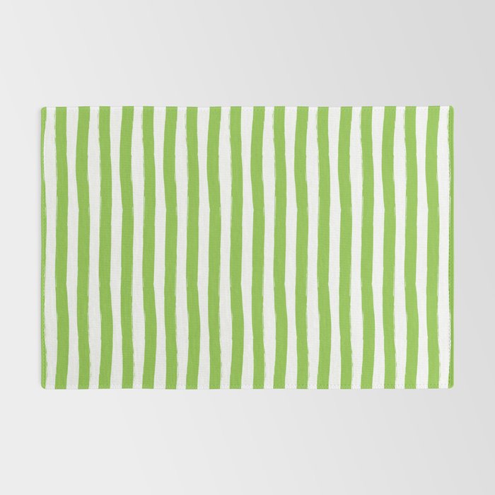 Green and White Cabana Stripes Palm Beach Preppy Rug Gallery Image 2