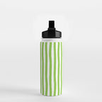Green and White Cabana Stripes Palm Beach Preppy Water Bottle Gallery Image 2