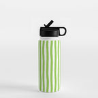 Green and White Cabana Stripes Palm Beach Preppy Water Bottle Gallery Image 1
