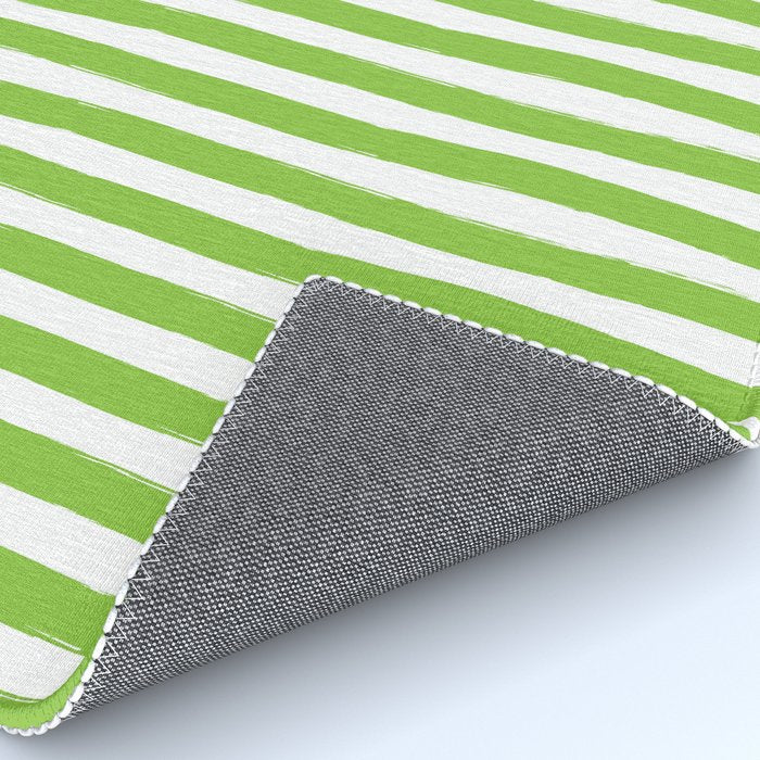 Green and White Cabana Stripes Palm Beach Preppy Rug Gallery Image 4