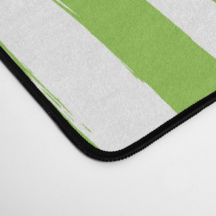Green and White Cabana Stripes Palm Beach Preppy Desk Mat Gallery Image 4