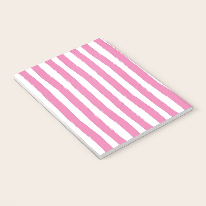 Pink and White Cabana Stripes Palm Beach Preppy Notebook Gallery Image 3