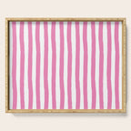 Pink and White Cabana Stripes Palm Beach Preppy Serving Tray Gallery Image 1