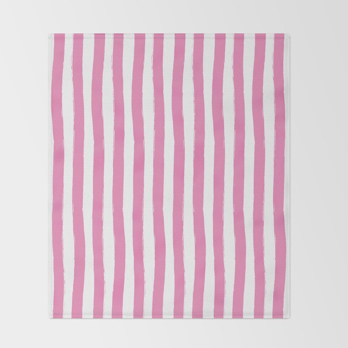 Pink and White Cabana Stripes Palm Beach Preppy Throw Blanket Gallery Image 2