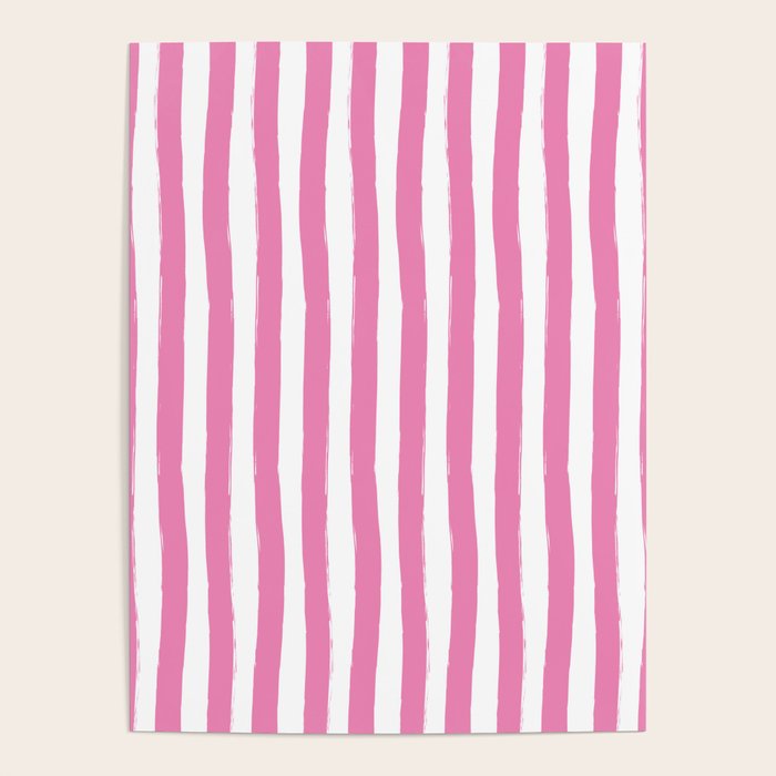 Pink and White Cabana Stripes Palm Beach Preppy Poster Gallery Image 4