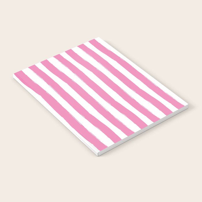 Pink and White Cabana Stripes Palm Beach Preppy Notebook Gallery Image 2