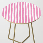 Pink and White Cabana Stripes Palm Beach Preppy Side Table Gallery Image 2