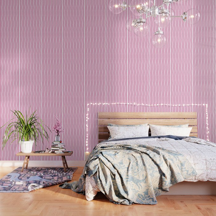 Pink and White Cabana Stripes Palm Beach Preppy Wallpaper Gallery Image 3