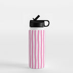 Pink and White Cabana Stripes Palm Beach Preppy Water Bottle Gallery Image 1