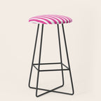 Pink and White Cabana Stripes Palm Beach Preppy Stool Gallery Image 1