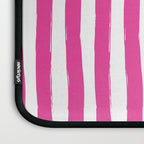Pink and White Cabana Stripes Palm Beach Preppy Laptop Sleeve Gallery Image 3