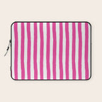 Pink and White Cabana Stripes Palm Beach Preppy Laptop Sleeve Gallery Image 1