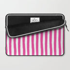 Pink and White Cabana Stripes Palm Beach Preppy Laptop Sleeve Gallery Image 2
