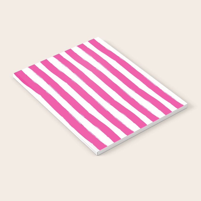 Pink and White Cabana Stripes Palm Beach Preppy Notebook Gallery Image 2