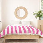 Pink and White Cabana Stripes Palm Beach Preppy Duvet Cover Gallery Image 3