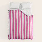 Pink and White Cabana Stripes Palm Beach Preppy Duvet Cover Gallery Image 6